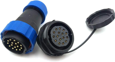 SD28 28MM IP68 16Pin Panel Mount Waterproof Wire Connector,Industrial Power Cable Connector (16-Pin, Panel Mount-Plug(male)&Socket(female))...
