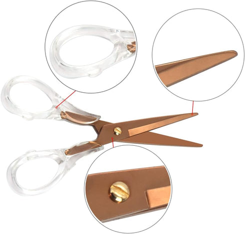 NatSumeBasics Rose Gold Scissors Clear Office Scissors All Purpose Scissor Professional Fabric Dressmaker Shears for Cutting Paper Cloth Leather C...