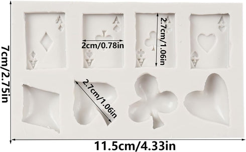 Poker Silicone Molds Playing Cards Hearts Diamonds Spades Clubs Fondant Mold For Cake Decoration Chocolate Candy Cupcake Topper Sugar Craft Gum Pa...