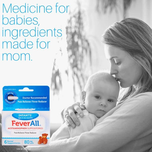 Infants Acetaminophen Suppositories 6 Rectal Suppositories 80mg each (Pack of 2)...