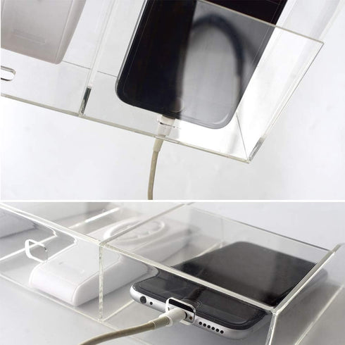 VANCORE Clear Wall Mounted Charging Phone Holder Smart Phone Station TV Remote Control Holder Clear Wall Box for Phone Remote Control (2 Holes)......