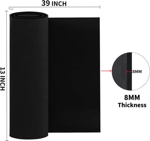 Zzrywuty EVA Foam Sheets for Crafts 8mm 39x13in, Black 95kg/m3 Ultra High Density Crafts Foam Roll for Cosplay (2mm Thin to 10mm Thick)...
