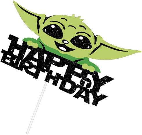 Baby Yoda cake topper, Yoda flash birthday cake decoration, Space Theme Party Decoration, Alien War Science Fiction Film Theme Video Games the Chi...