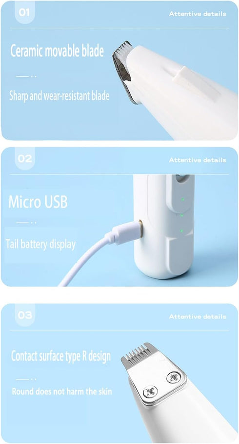 Cat Clippers for Matted Hair Local Hair Trimmer,2 Speed Low Noise Cat Hair Trimmer with White and Urple Lights Suitable for Pet Hair Trimming Such...