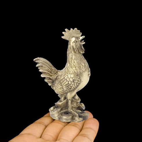 Rooster Figurine Pure Brass Good Luck Chicken Statue Feng Shui Ornament for Home Office Collection Decoration...