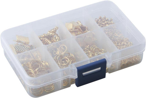 1 Box 8 Styles Jewelry Making Kit Open Jump Rings, Lobster Claw Clasps, Ribbon Clamp End, Drop Ends Pieces for Jewelry Making Bracelet Necklace Ar...