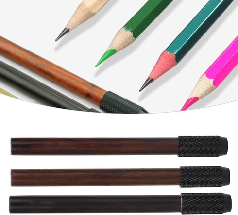 3Pcs Pencil Extenders, Wooden Pencil Extender Handle Pen Holder Lengthener for Colored Pencils Crayon School Office Supplies(three pack)...