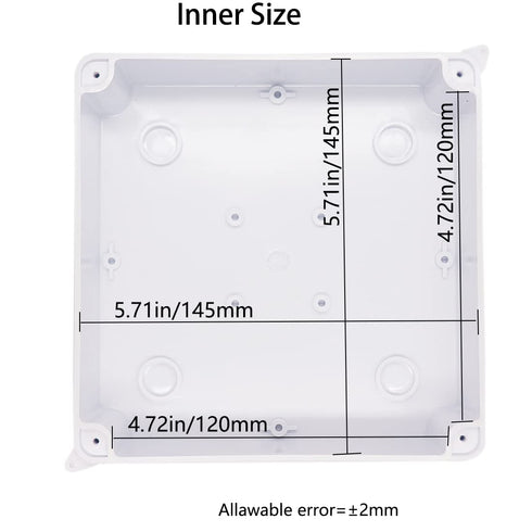 Junction Box, Zulkit Project Box with Reserved Holes IP65 Waterproof Dustproof Electrical Box ABS Plastic Project Enclosure White 5.9 x 5.9 x 2.8 ...
