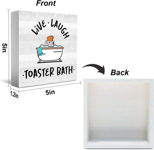 Live Laugh Toaster Bath Sign, Funny Bathroom Decor, Gift for Dark Humor Lover Wooden Sign 5 x 5 inch, Farmhouse Guest Half Bathroom Dark Humor Dec...