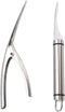(2 Pack) Stainless Steel Shrimp Line Knife+ Shrimp Peeler, Shrimp line tool Easily Remove Fish Scales shrimp shells Feather for Kitchen Tools...