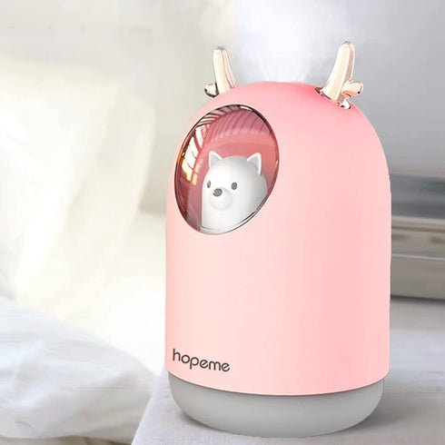 Cute Pet Humidifier with Two Spray Modes, 300ml Water Tank Lasts Up to 10 Hours, 7 Color LED Lights Changing, Waterless Auto Shut-off for Bedroom,...