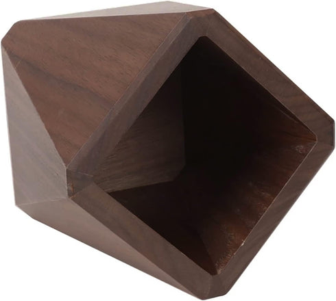 Black Walnut Wooden Pencil Box, Multiple-Use Desk Writing Stationary Organizer Wood Pen Holder Cups Office School Supplies Storage (Prismatic Shap...