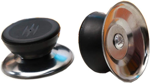 2 Sets Universal Pot Lid Cover Knob Handle Cookware Universal Replacement Pot Grip Knob Cap 2.7" Stainless Steel Base, Black+Silver...