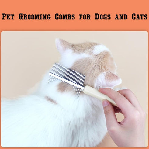 Professional Metal Dog Grooming Comb | 3 PCS Wooden Handled Pet Comb for Dogs and Cats | Removes Tangles, Dematting, Detangling | Great for Matted...
