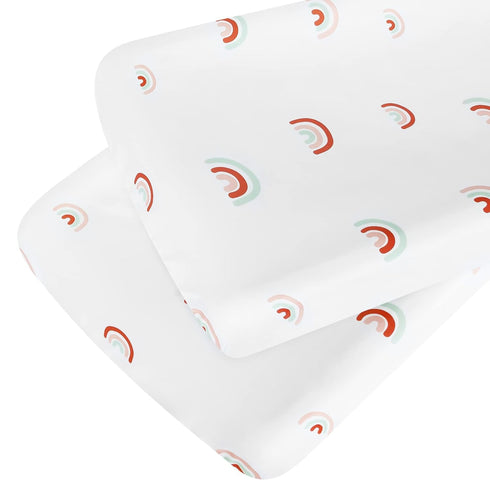 Rainbow Changing Pad Cover 2 Pack Diaper Changing Table Pad Covers 32”x17”x5.5” for Standard Baby Changing Pads Universal Microfiber Soft Cradle S...