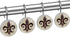 Fleur De Lis New Orleans Flower Crystal Glass Shower Curtain Hooks Rings Decorative Bathroom Decor - Set of 12...