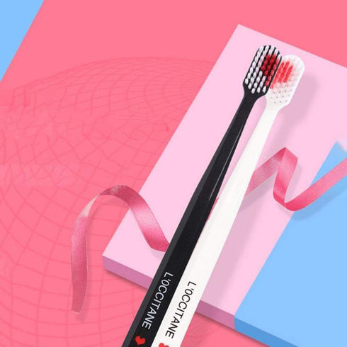 2Pcs Toothbrushes Black and White Heart Shaped Couple toothbrushes eco Friendly Nano toothbrushes Dental Care Brush Manual Toothbrushes one Size,T...