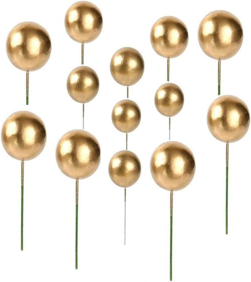 Mini Balloon Cake Toppers Round Gold Ball Cupcake Toppers Cake Decorations for Birthday Wedding Anniversary Valentines Party Cake Decoration Suppl...