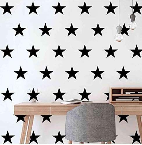 48pcs/Set of Stars Vinyl Wall Decor Stickers DIY White Star Wall Decals Art for Kids,Nursery Room Decor Mural Wallpaper D399 (Black)...