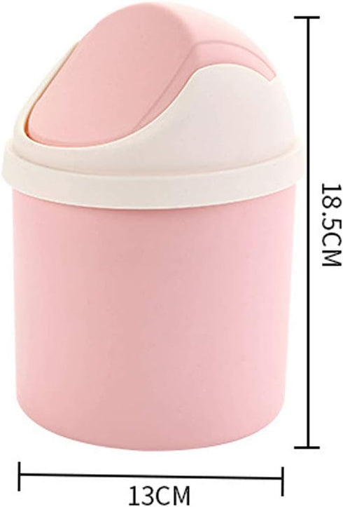 Desktop Mini Plastic Waste Garbage Can with Lid, Stylish Countertop Trash Bin Table Waste Paper Basket Round Small Trash Can for Office Bathroom C...