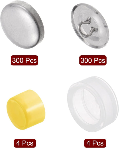 HARFINGTON 300 Sets Self Cover Button Kit 30L 0.75" 19mm with Wire Backs Aluminum Buttons to Cover Fabric Button Maker Covered Buttons Kit with 4 ...