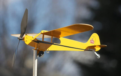 Piper J3 Cub Airplane Weathervane,3D Unique and Magical Metal Windmill Outdoor Wind Sculpture Kinetic Sculpture for Yard/Garden/Decor Decoration,G...