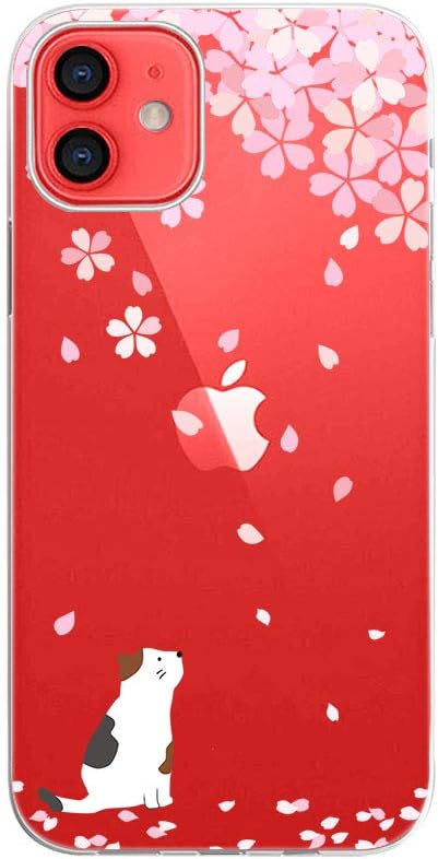 Blingy's Compatible for iPhone 12 Case (6.1 inch), Women Girls Cute Cat Design with Cherry Blossom Pattern Fun Cartoon Animal Style Transparent So...