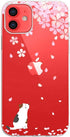 Blingy's Compatible for iPhone 12 Case (6.1 inch), Women Girls Cute Cat Design with Cherry Blossom Pattern Fun Cartoon Animal Style Transparent So...