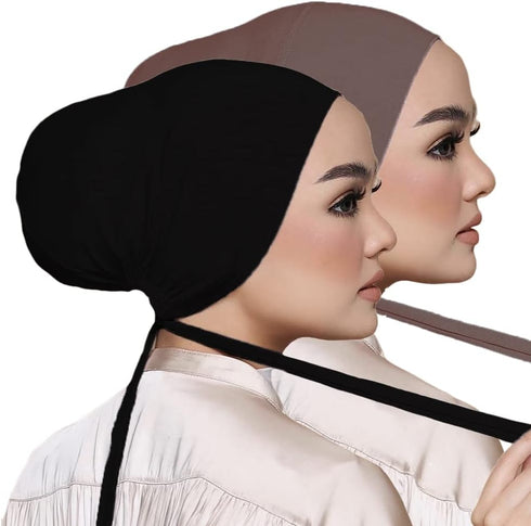 Women Under Scarf Hat Hijab Cap Islamic Muslim Under Scarf Hijab Cap with Tie-Back Closure...