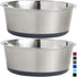 Gorilla Grip Stainless Steel Metal Dog Bowl Set of 2, Rubber Base, Heavy Duty Feeding Dishes, Food Grade BPA Free, Less Sliding, Quiet Pet Bowls f...