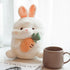 Easter Bunny Plush Toy Stuffed Rabbit Toy Sitting Short Ear Rabbit Animal Plush Doll with Carrot Realistic Bunny Decor Cuddly Cartoon Doll for Kid...