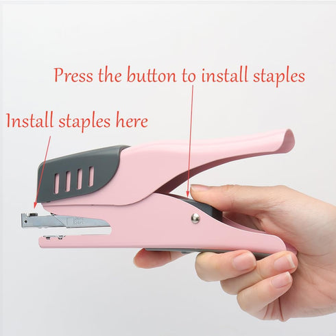 NatSumeBasics Plier Effortless Stapler & 1000 Rose Gold Staples, Handheld Stapler 45 Sheet Capacity Heavy Duty Manual Staplers for Office Accessor...