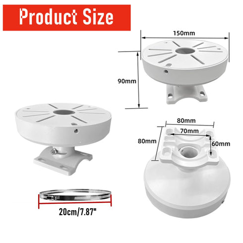 CCTV Camera Pole Mount for Dome Camera,Universal Dome Camera Mounting Junction Box Adapter Compatible with Duahua IP Camera Arlo Solar Panel Outdo...