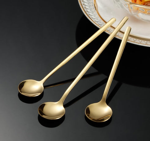 6.7 Inches 304 Stainless Steel Mixing Spoons, Stirring Spoons, Tea Spoons, Gold Teaspoons, Ice Tea Spoons, Set of 4 (Gold)...