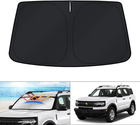 KUST Windshield Sun Shade for 2021-2025 2026 Ford Bronco Sport Accessories Window Custom Fit Sunshade Sun Visor Protector Foldable Blocks UV Rays ...