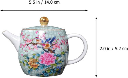 Ciieeo 1pc Ceramic Teapot Floral Tea Kettle Japanese Tea Kettle Enamel Teapot Infuser Floral Teapot Ceramic Pour Teapot Loose Leaf Tea Steeper Pot...