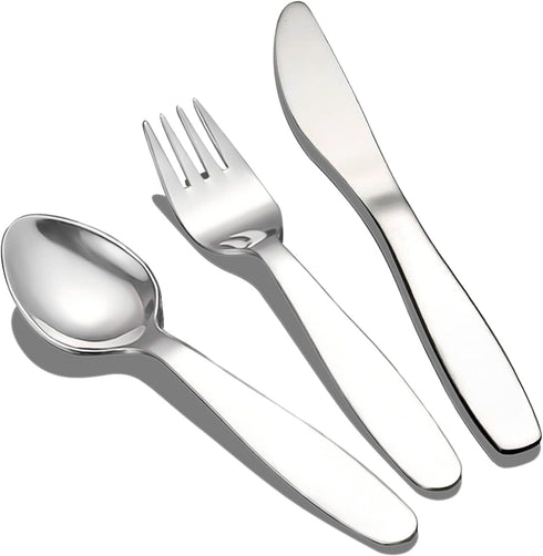 VANRA 3 Pieces Children Fork Spoon Knife Set with Travel Case for Lunch Box, 18/8 Stainless Steel Kids Silverware Flatware Set Kids Utensil Set fo...