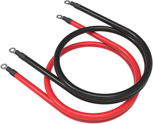 4 AWG 4 Gauge Battery Cables Red + Black Pure Copper Power Inverter Wire Set with 3/8 in Lugs for Solar, RV, Car, Boat, Automotive, Marine, Motorc...
