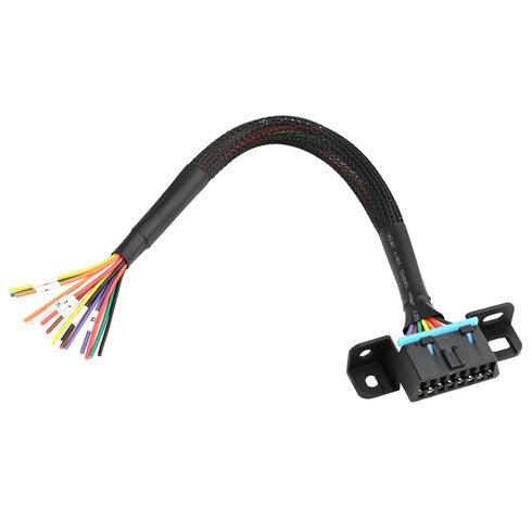 iKKEGOL Universal OBD2 OBD II 16 Pin J1962F Female to Open Cable Braid Dash Port Pigtail Fixed Wire Harness with Underdash Mount Bracket 30cm/12...
