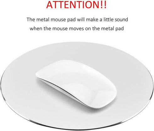 ProElife Premium Aluminum Metal Mouse Pad Mice Mat 8.66-inch Mousepad with Anti-Slip Base (Round, Silver Color)...