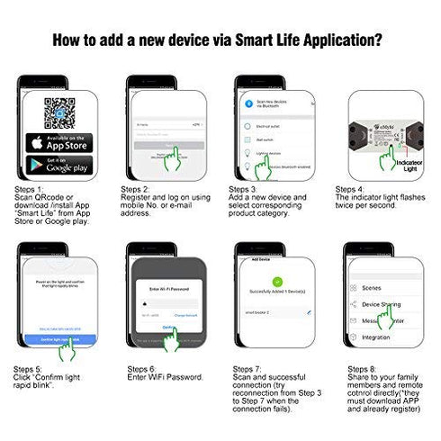 WiFi Switch, eMylo Smart WiFi Relay Switch Wireless Light Remote Control Module for Smart Home Automation Compatible with Alexa Google Assistant.....