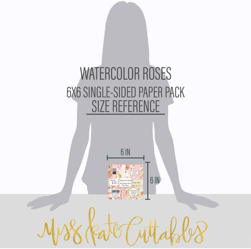 6x6 Pattern Paper Pack - Watercolor Roses - with Florals -Scrapbook Single-Sided-64 Sheets- 50% Smaller Patterns - by Miss Kate Cuttables...