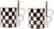 Porlien Checker Porcelain 18-ounce Mug Set of 2 with Teaspoon, Coffee Mugs Tea Cups...