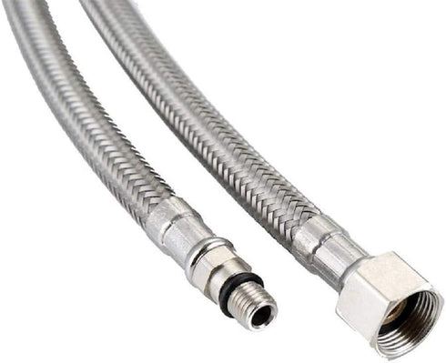 (2Pcs) EZ-Fluid 20-Inch Long Faucet Connector Braided Stainless Steel Supply Hose 3/8-Inch Female Compression Thread x M10 Male Connector...