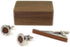 Rustic Black Walnut Wooden Round Cufflinks Tie Clips With Organizer Box for Men...