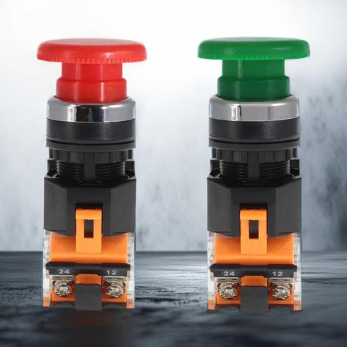 Emergency Push Button Switch, Green&Red Mushroom Head, for Home or Industrial Equipment, Operating Rooms, Distribution Boxes, NO NC, 22mm, Spring ...