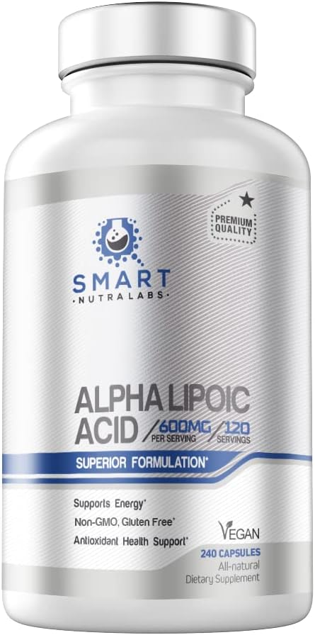 Alpha Lipoic Acid 600mg Per Serving, 240 Vegan Capsules- Gluten Free, Pure Non-GMO ALA- Supports Energy & Anti Oxidant...