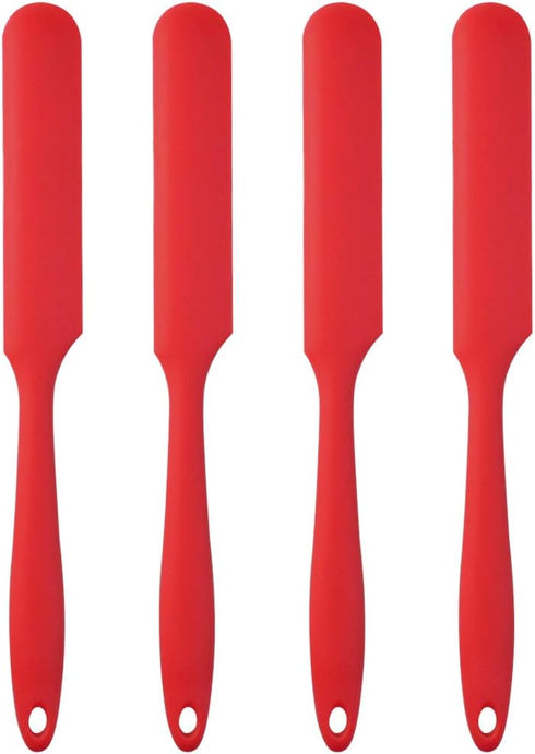 4pcs Silicone Spatula Set Heat Resistant Cake Cream Butter Spatulas Mixing Batter Scraper Non-Stick Flexible Baking Cooking Tool 4 Colors (red)...