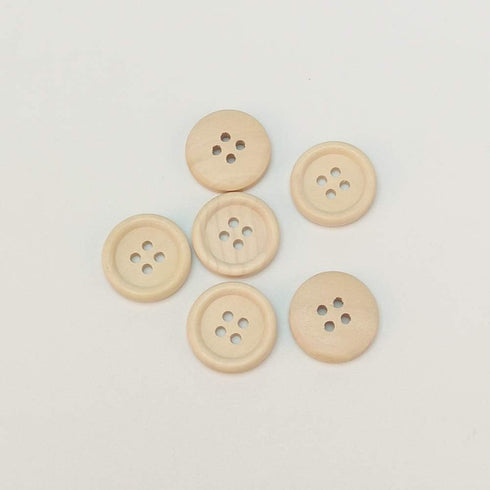 Chenkou Craft 100pcs 15mm 5/8" Round Natural Wood Buttons 4 Holes Craft Sewing Button (15mm)...