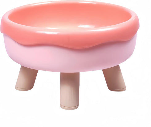 Elevated Cat Bowls, Combined 2 Bowls, Whisker Friendly Bowls for Cat. Sweet Donut Shaped (Pink)...